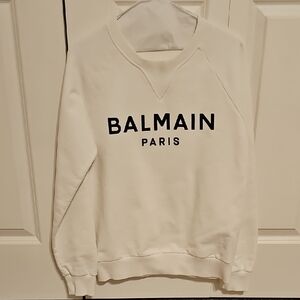 Balmain White Crewneck Sweater for Men